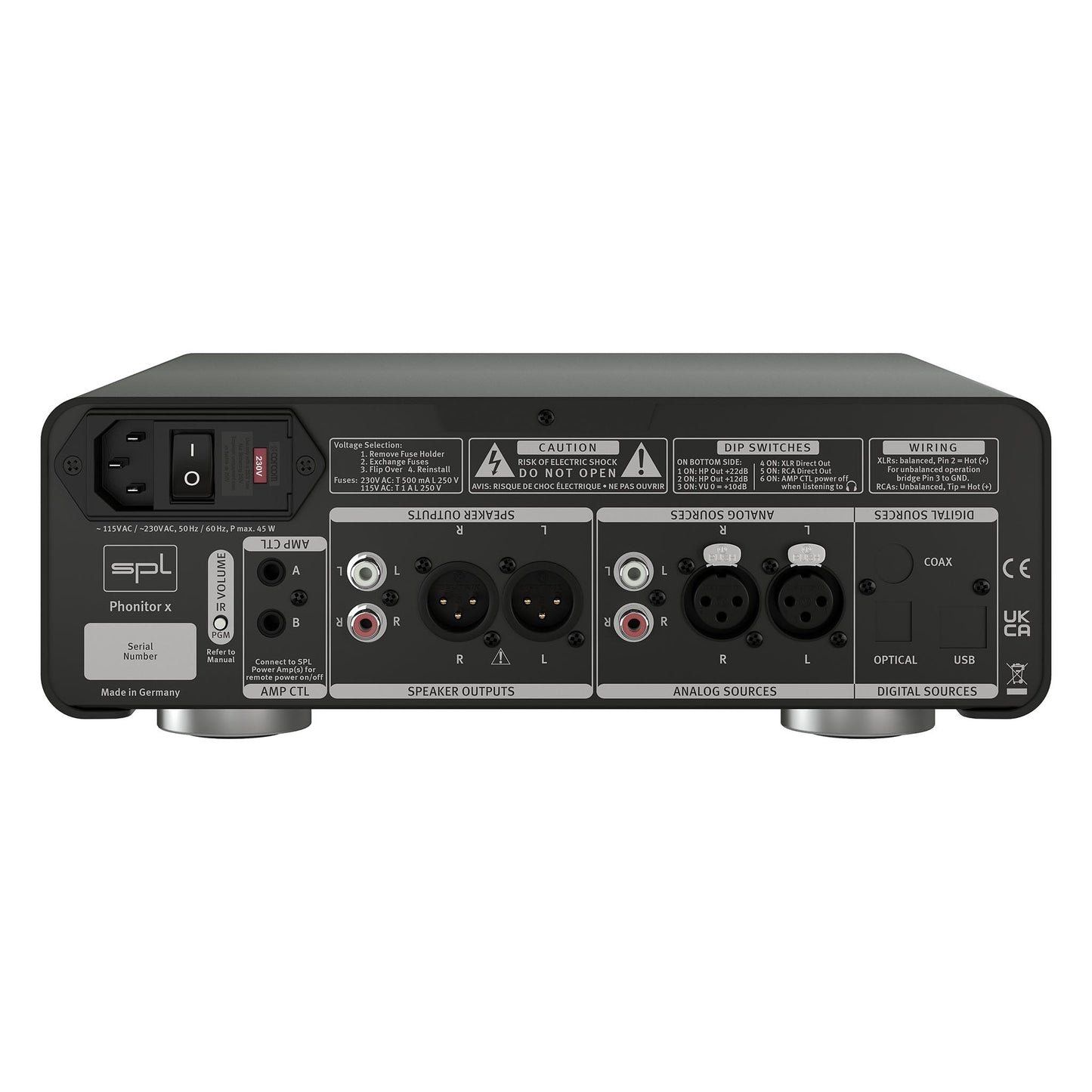 SPL Phonitor x Headphone Amplifier & Preamplifier - Back, connector ports