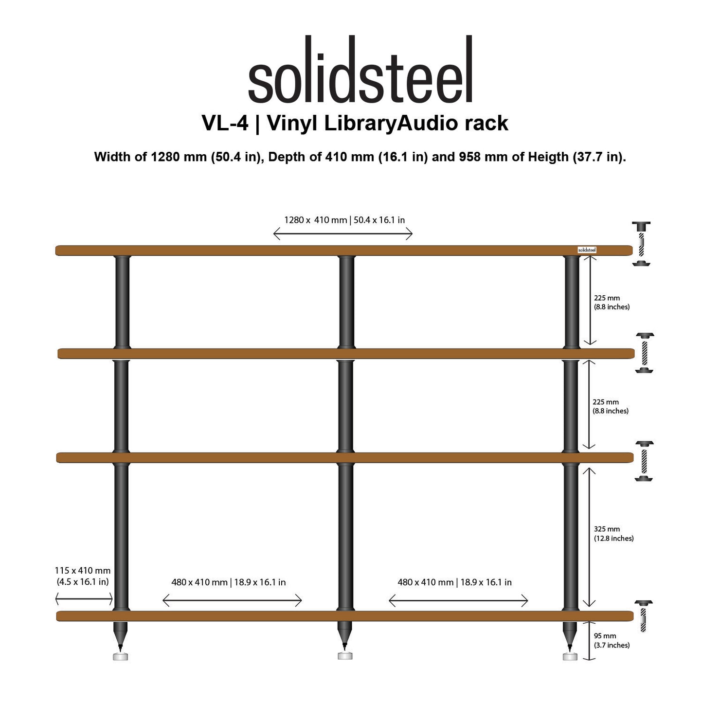 Solidsteel VL Series Modular Vinyl Library Audio Rack
