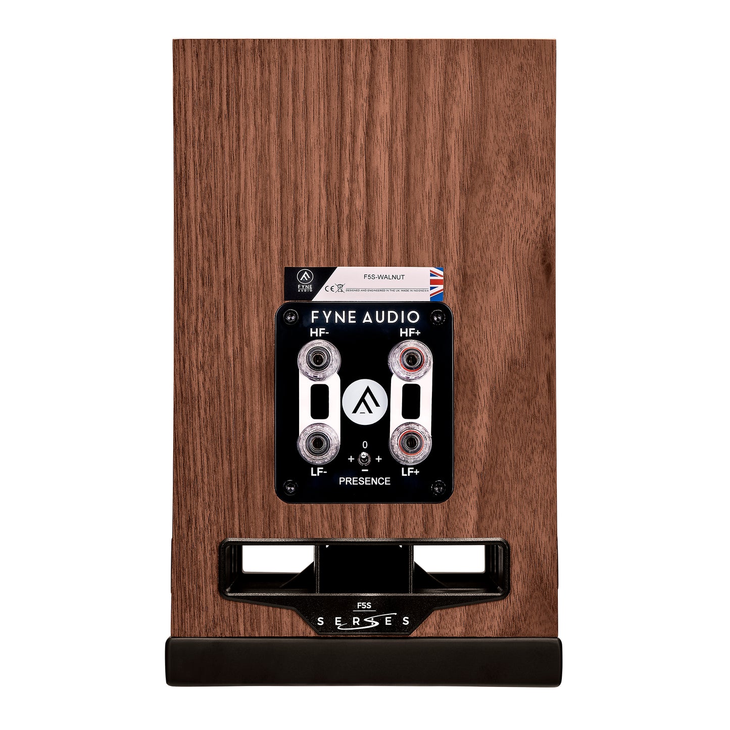 Fyne Audio F5S Bookshelf Loudspeaker (pair) - Walnut Finish, rear view, speaker ports