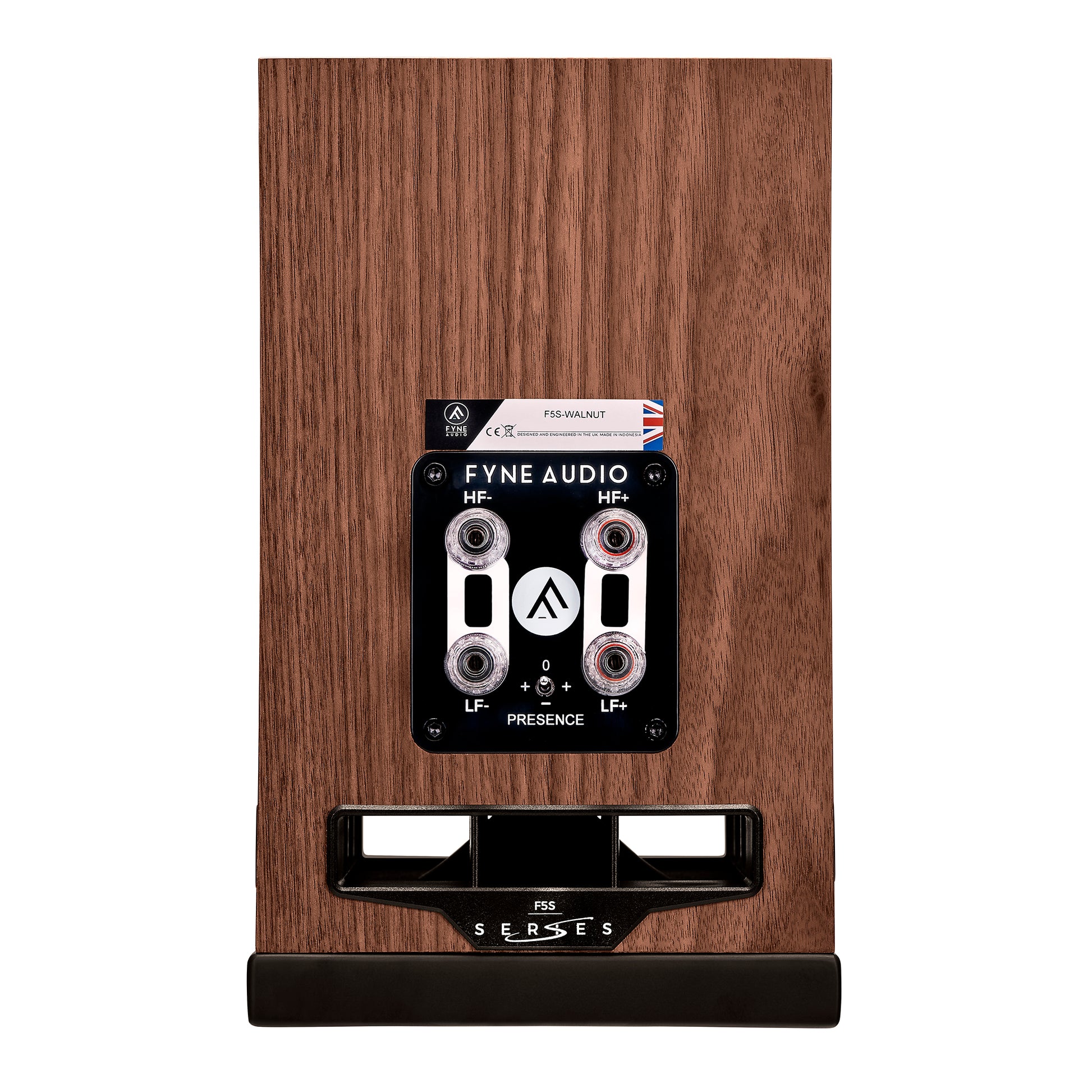 Fyne Audio F5S Bookshelf Loudspeaker (pair) - Walnut Finish, rear view, speaker ports
